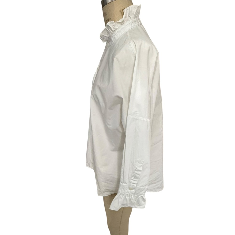 Alex Mill Easy Ruffle Shirt Womens S White Cotton Poplin Button Down Oversized - Picture 4 of 9